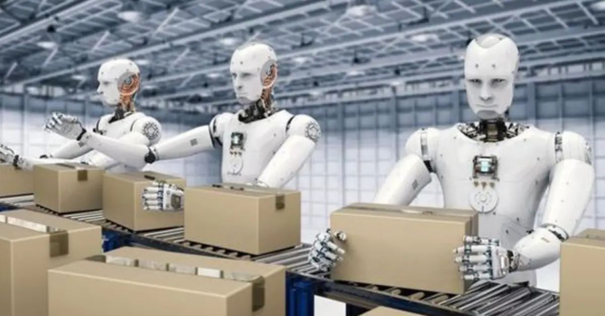 industrial automation: robots doing packaging