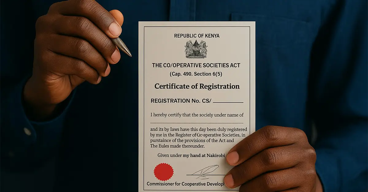 Business certificate on successful business registration